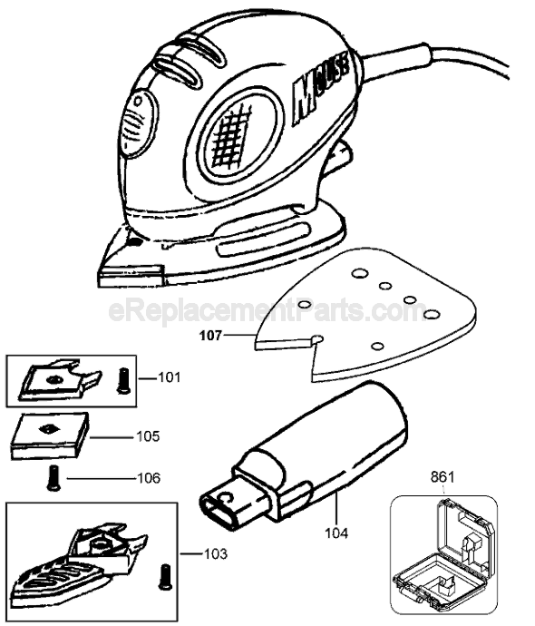 Page A Diagram and Parts List for MS500 Type 4 Black and Decker Sander Polisher